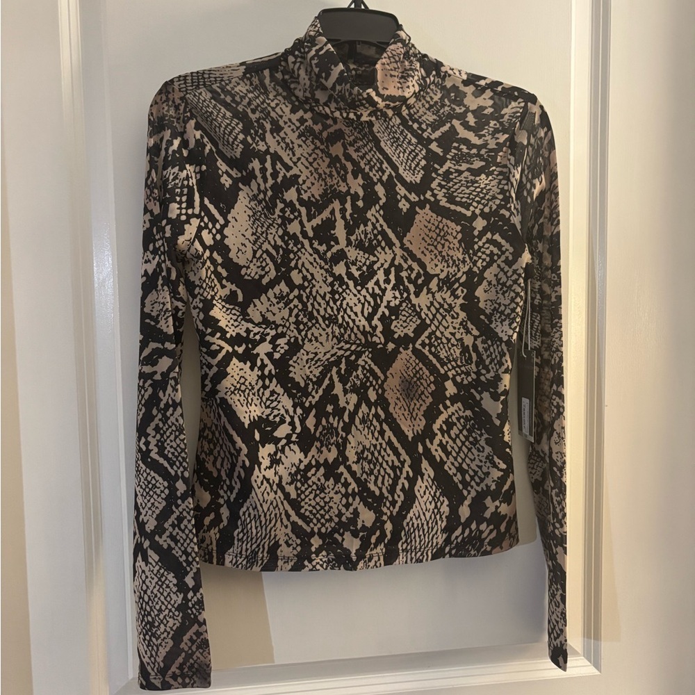 Worthington Snake Print Mock Neck Top sz S NWT